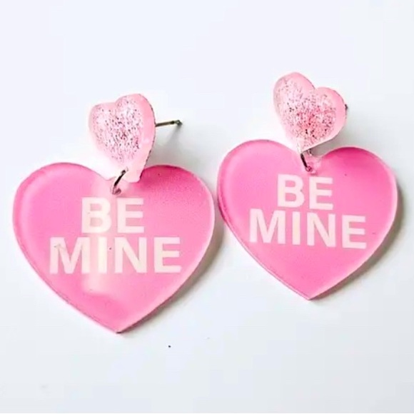 Be Mine Hearts Acrylic Earrings - Picture 1 of 3
